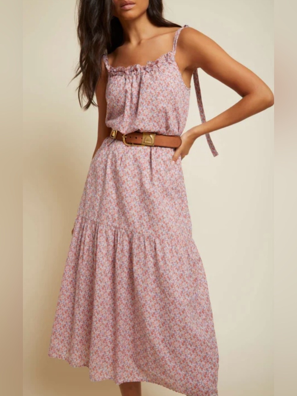 Nation LTD sequoia Pink Floral Tiered Midi Dress - Picture 4 of 10